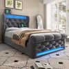 Polsterbett 90×200 cm aus Samt-Stoff mit LED und Matratze, grau Bild 2