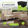 Juskys Outdoor Polyrattan Lounge Santorini inkl. Abdeckung - Gartenlounge mit Beistelltisch & Auflagenbox - Gartenmöbel Set Rattan Sitzecke wetterfest - Creme Bild 2
