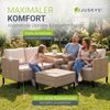 Juskys Outdoor Polyrattan Lounge Santorini inkl. Abdeckung - Gartenlounge mit Beistelltisch & Auflagenbox - Gartenmöbel Set Rattan Sitzecke wetterfest - Creme Bild 5