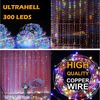 TUWENA LED-Lichterkette Lichtervorhang 3x3m LED Lichterkette, 300 LED Lichterketten mit 8 Modi Bild 4