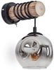 hofstein Wandleuchte Wandlampe aus Holz/Metall/Glas in Natur/Schwarz/Chrom/Klar/Rauch, ohne Leuchtmittel, Glasschirm u. An/-Auschalter am Gehäuse, 1x E27, ohne Leuchtmittel Bild 5