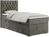 Boxspringbett PERA, Polsterbett mit Kopfstütze, gepolsterte Kopfstütze, Einzelbett, 90x200 - Dunkelgrau Velours - links - H4 Bild 2