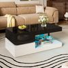 Couchtisch, Moderner Tisch mit LED-Ambientebeleuchtung, APP- und Bluetooth-Steuerung, Glasablage & Hochglanz-Oberfläche, Schwarz-Weiß, 90×45×35,5 cm Bild 2