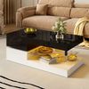 Couchtisch, Moderner Tisch mit LED-Ambientebeleuchtung, APP- und Bluetooth-Steuerung, Glasablage & Hochglanz-Oberfläche, Schwarz-Weiß, 90×45×35,5 cm Bild 3