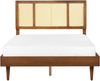 Bett mit LED AURAY 140 x 200 cm Rattan Heller Holzfarbton Bild 5