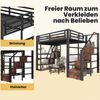 REDOM Kinderbett aus Metall mit Schutzgeländer, Leiter und integriertem Stauraum (Hochbett Jugendbett, 140x200 cm), ohne Matratze Bild 2