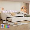 Flieks Daybett, LED Tagesbett Schlafsofa Kinderbett 90x200cm mit Ausziehbett 90x190cm Bild 5