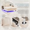 LVHOM Schlafsofa mit LED & USB, Chaiselongue mit Becherhalter & Stauraum, großes Einzelsofa bis 300kg belastbar, inkl. 3 Kissen, 129x170cm, Beige Bild 3
