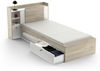 Demeyere Lit Modulable 90x190/200 Avec Rangement 1 Porte 3 Niches 1 tiroir – Blanc Mat und Chêne Clair -124,5 x 226,9 x 90,5 cm Bild 4