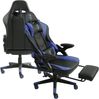 Gaming Stuhl im modernen Racing-Design mit ausziehbarer Fußstütze Gaming Chair mit verstellbaren Design Armlehnen ergonomischer Schreibtischstuhl mit extra Stützkissen Schwarz/Blau Bild 4