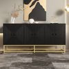 Aufbewahrungsschrank 160x38x75,5 cm – moderner schwarzer Sideboard-Schrank mit 3 Doppeltüren Bild 2
