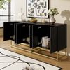 Aufbewahrungsschrank 160x38x75,5 cm – moderner schwarzer Sideboard-Schrank mit 3 Doppeltüren Bild 5