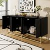 Aufbewahrungsschrank 160x38x75,5 cm – moderner schwarzer Sideboard-Schrank mit 3 Doppeltüren Bild 5