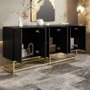 Aufbewahrungsschrank 160x38x75,5 cm – moderner schwarzer Sideboard-Schrank mit 3 Doppeltüren Bild 4