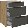 Küchen Unterschrank 60 cm Küche ARIA Graphite ultra matt + Eiche Artisan matt, hochwertige Fronten mit Anti Fingerprint Beschichtung, Soft-Close Küchenzeile Küchenblock Bild 3