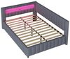 MODFU Polsterbett Daybett Tagesbett Polsterbett Doppelbett Kinderbett Gästebett (mit LED-Licht, USB-Anschluss, Rückenlehne und stabilem Rahmen, für Schlafzimmer & Gästezimmer, 140x200 cm), Ohne Matratze Bild 4