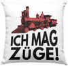 Trendation Dekokissen Trendation - ich Mag Züge Kissen Geschenk Eisenbahner Lokführer Spruch Bild 1