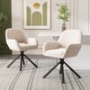 Merax 360° Drehbarer Esszimmerstuhl, Samt, 2er-set, Mit Handläufe, Modern und schlicht, Polsterstühle, Sessel, Beige Bild 2