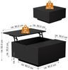 FABATO Couchtisch eckig, höhenverstellbar mit verstecktem Staufach, Landhaus-Design (1-St), mit einem sanften Hebe-Mechanismus, schwarz Bild 2