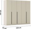 rauch Kleiderschrank Alba, Drehtürenschrank, Garderobenschrank, 5-türig, mit 3 Kleiderstangen und 3 Einlegeböden, Farbe Champagner, Beige, Griffstange Grau metallic, Schwarz, 226x197x54cm Bild 4