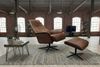 KAWOLA Relaxsessel FERREIRA Drehsessel Lederfaserstoff cognac mit Hocker 106 x 84 x 78 cm Bild 2