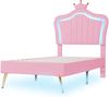 Kindereinzelbett 90×200 cm aus Kunstleder mit LED-Beleuchtung, rosa Bild 5