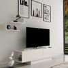 Calicosy 'MATERA' TV-Möbel mit 2 Türen und 2 weißen Wandregalen, Länge 150 cm - Weiß Bild 2