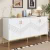 Merax Sideboard mit 4 Türen – Stilvolles Design in Weiß & Gold, MDF-Korpus mit Metallbeinen, große Kapazität, höhenverstellbare Regale Bild 5