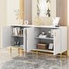 Merax Sideboard mit 4 Türen – Stilvolles Design in Weiß & Gold, MDF-Korpus mit Metallbeinen, große Kapazität, höhenverstellbare Regale Bild 2
