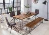 Esstisch BAGLI Massivholz Sheesham 120 cm Esszimmer-Tisch Holztisch Metallbeine Küchentisch Landhaus dunkel-braun Bild 3