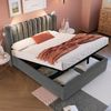 Polsterbett mit Leselampe,USB-Ladefunktion,Stauraum,grauer Samt,160x200 cm,inklusive Matratze Bild 3