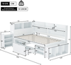 Kindereinzelbett 90×200 cm aus Sperrholz mit Schubladen und Stauraum, weiß Bild 4