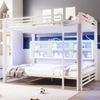 Merax Etagenbett 140x200cm mit LED-Beleuchtung (204 x 146 x 160 cm, 1-St, Jugendbett Stockbett Doppelbett), Metallbett Kinderbett mit 6 Stauraumschränken, Leiter, Zaun & Stauraum Bild 4