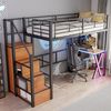 TavilaEcon Hochbett mit Ambientelicht, Ablageleiter, Schreibtisch & Kleiderschrank (Ohne Matratze) Kinderbett Jugendbett, 90x200 cm Bild 3