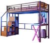TavilaEcon Hochbett mit Ambientelicht, Ablageleiter, Schreibtisch & Kleiderschrank (Ohne Matratze) Kinderbett Jugendbett, 90x200 cm Bild 4
