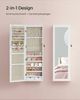 Songmics Schmuckschrank mit LED Beleuchtung und Spiegel, MDF Weiß-Greige, 10 x 37 x 120 cm Bild 3