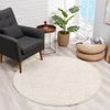 SANAT Teppich Rund - Creme Hochflor, Langflor Modern Teppiche fürs Wohnzimmer, Schlafzimmer, Esszimmer oder Kinderzimmer, Größe: 150x150 cm Bild 4