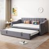 Merax Polsterbett Schlafsofa 2 in 1 Multifunktionsschlafsofa 90/180, Grau Samtstoff Polsterbett mit Steckdose und Aufbewahrungstasche Bild 2