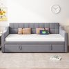 Merax Polsterbett Schlafsofa 2 in 1 Multifunktionsschlafsofa 90/180, Grau Samtstoff Polsterbett mit Steckdose und Aufbewahrungstasche Bild 3