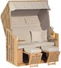 Sonnenpartner Strandkorb Rustikal 34 Z Teak XL Stoff Nr. 1238, 2-Sitzer XL, Halbliegemodell, PE-Kuns Bild 3