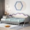MODFU Schlafsofa 2-in-1 Multifunktions-Polsterbett, Kinderbett aus Kunstleder mit LED-Beleuchtung, mit Lattenrost Bild 5