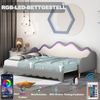 MODFU Schlafsofa 2-in-1 Multifunktions-Polsterbett, Kinderbett aus Kunstleder mit LED-Beleuchtung, mit Lattenrost Bild 3