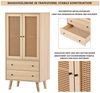 Flieks Kommode, Sideboard mit 2 Schubladen und 2 Türen Rattan 60x40x120cm Bild 3