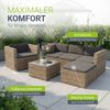 Juskys Polyrattan Lounge Punta Cana L grau-meliert inkl. Abdeckung – Gartenlounge für 4-5 Personen – Sitzgruppe mit Sessel, Sofa, Tisch & Hocker - Sitzbezüge Grau Bild 5