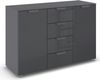 rauch Aditio Box, Kommode, 1-türig, 4 Schubladen, mit Glasfront, mit Softclose-Funktion, Farbe Grau metallic, BxHxT 120x81x42cm Bild 3