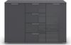 rauch Aditio Box, Kommode, 1-türig, 4 Schubladen, mit Glasfront, mit Softclose-Funktion, Farbe Grau metallic, BxHxT 120x81x42cm Bild 2