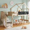 Hochbett mit Aufbewahrungsbox, Lattenrost, Treppe und Rausfallschutz, 90x200 cm, Kinderbett, Kiefer Bild 2