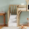 Hochbett mit Aufbewahrungsbox, Lattenrost, Treppe und Rausfallschutz, 90x200 cm, Kinderbett, Kiefer Bild 4