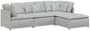 vidaXL Modulares Sofa mit Fußhocker Kissen Samt Hellgrau 3321309 Bild 2