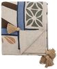 Wolldecke Bloomingville Decke RUDAUR Natur Blau Rot mit Quasten in Beige, Bloomingville Bild 3